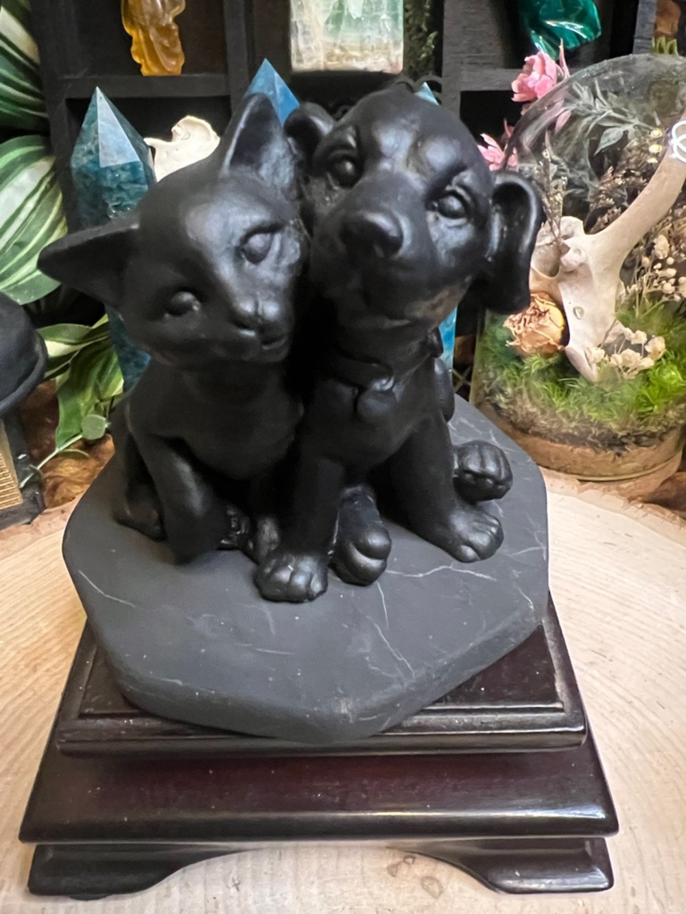 Shungite Cat and Dog Carving